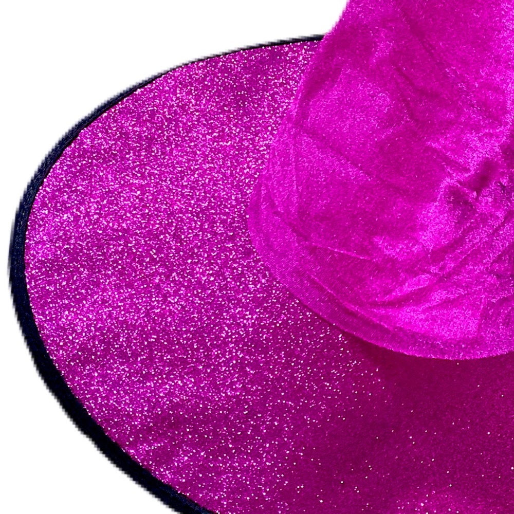 FUCHSIA VELOUR & GITTER WITCH HAT NWT - Picture 4 of 15